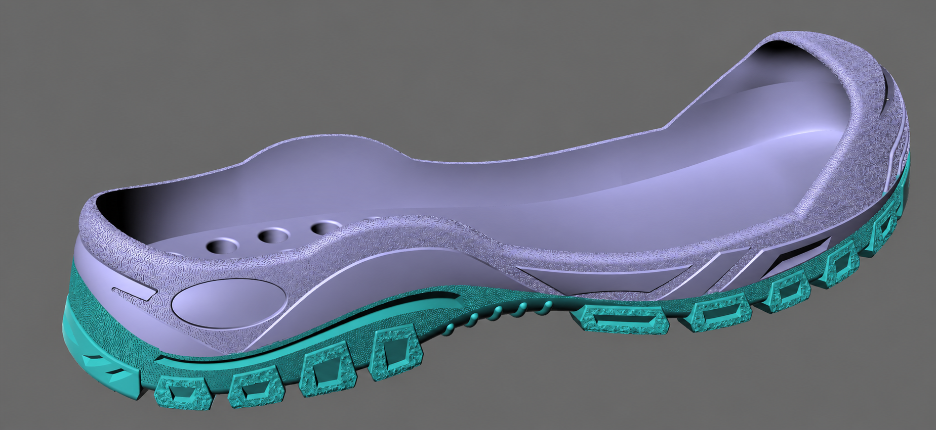 Diseño 3D de suela con texturas y relieves